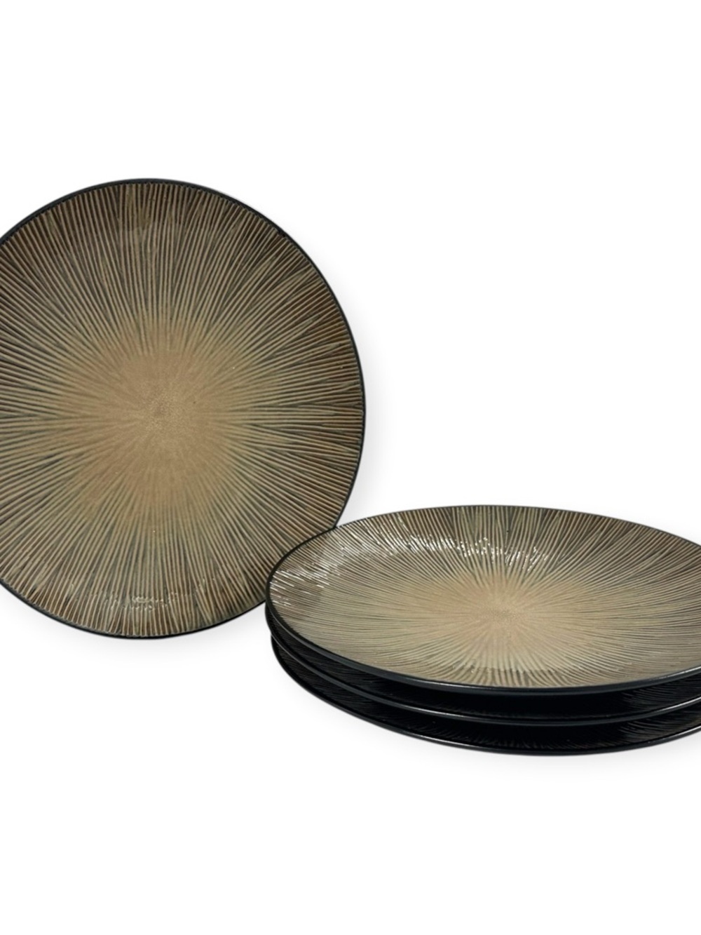 Home Trends Natural Serenity Dinner Plates 11. 3/4”  Tan Sunburst Set Of 4 - Picture 6 of 12